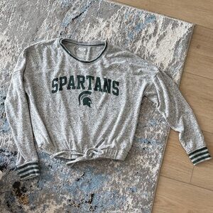 Spartans Women's Gray Crew Neck Sweater